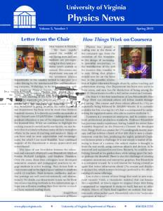 University of Virginia  Physics News Volume 5, Number 1  Spring 2013