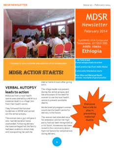 MDSR NEWSLETTER  Issue 02 – February 2014 MDSR