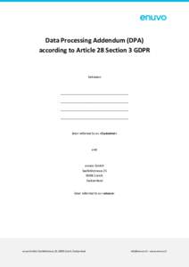 Page 1 of 5  Data Processing Addendum (DPA) according to Article 28 Section 3 GDPR  between