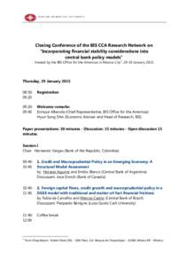 Closing Conference of the BIS CCA Research Network on 