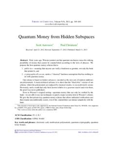 Quantum Money from Hidden Subspaces