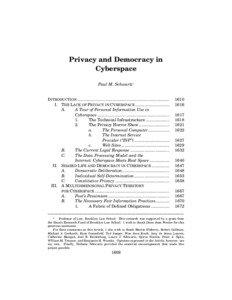 Privacy and Democracy in Cyberspace Paul M. Schwartz*