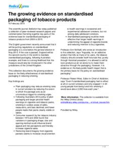 The growing evidence on standardised packaging of tobacco products