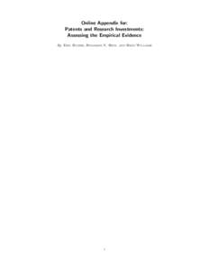 Online Appendix for: Patents and Research Investments: Assessing the Empirical Evidence By Eric Budish, Benjamin N. Roin, and Heidi Williams  1