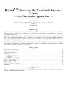 Revised5.96 Report on the Algorithmic Language Scheme — Non-Normative Appendices — MICHAEL SPERBER WILLIAM CLINGER, R. KENT DYBVIG, MATTHEW FLATT, ANTON (Editors)