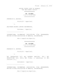 Filed:  January 14, 2014 UNITED STATES COURT OF APPEALS FOR THE FOURTH CIRCUIT