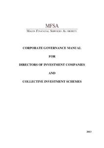 CORPORATE GOVERNANCE MANUAL FOR DIRECTORS OF INVESTMENT COMPANIES AND COLLECTIVE INVESTMENT SCHEMES