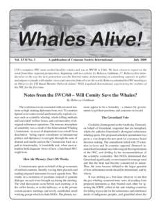 Vol. XVII No. 3  A publication of Cetacean Society International July 2008