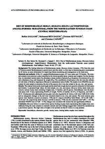 ACTA ICHTHYOLOGICA ET PISCATORIA[removed]): 273–283  DOI: [removed]AIP2014[removed]DIET OF MEDITERRANEAN MORAY, MURAENA HELENA (ACTINOPTERYGII: ANGUILLIFORMES: MURAENIDAE), FROM THE NORTH-EASTERN TUNISIAN COAST