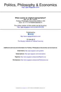 Politics, Philosophy & Economics http://ppe.sagepub.com/ What counts as original appropriation? Bas van der Vossen