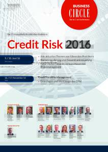 Österreichische Post AG Info.Mail Entgelt bezahlt Die 23. europäische Kreditrisiko-Konferenz  Credit Risk 2016