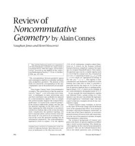 jones.qxp[removed]:00 AM Page 792  Review of Noncommutative Geometry by Alain Connes Vaughan Jones and Henri Moscovici