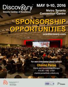 MAY 9-10, 2016 Metro Toronto Convention Centre SPONSORSHIP OPPORTUNITIES