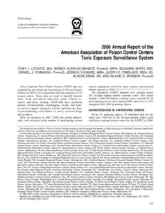 Toxicology A special contribution from the American Association of Poison Control CentersAnnual Report of the American Association of Poison Control Centers