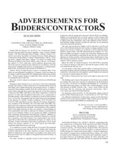 ADVERTISEMENTS FOR  BIDDERS/CONTRACTORS SEALED BIDS PROVIDE CONCRETE PAD AND ELECTRICAL UPGRADES
