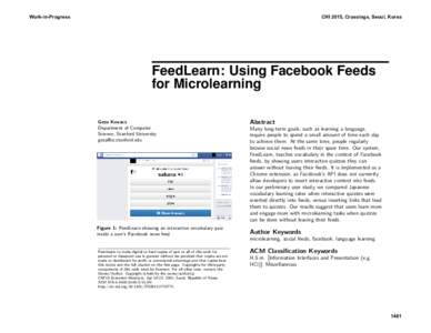 FeedLearn: Using Facebook Feeds for Microlearning