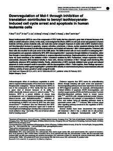 Citation: Cell Death and Disease[removed], e515; doi:[removed]cddis[removed] & 2013 Macmillan Publishers Limited All rights reserved[removed]www.nature.com/cddis  Downregulation of Mcl-1 through inhibition of