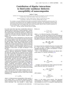 June 1, Vol. 35, NoOPTICS LETTERSContribution of dipolar interactions to third-order nonlinear dielectric