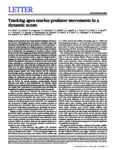 LETTER  doi:[removed]nature10082 Tracking apex marine predator movements in a dynamic ocean
