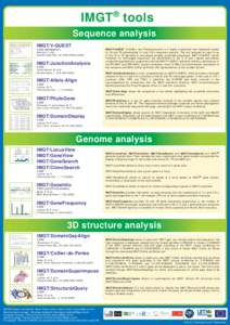 IMGT® tools Sequence analysis IMGT/V-QUEST LIGM (Montpellier) Brochet, X. et al., Nucleic Acids Res., 36, W503-W508 (2008)