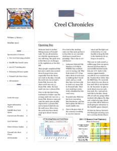 Creel Chronicles Volume 2, Issue 1 October 2012 Opening Day