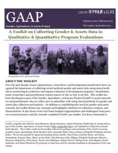 GAAP Gender, Agriculture, & Assets Project Original version: February 2012 First update: September 2014