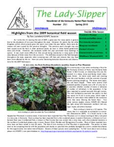 The Lady-Slipper Newsletter of the Kentucky Native Plant Society Number 25:1 Spring 2010