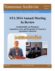 Tennessee Archivist  Volume 38 Issue 1  The Newsletter of the Society of Tennessee Archivists
