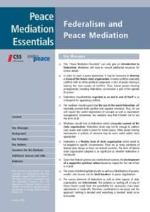 Peace Mediation Essentials CSS  ETH Zurich