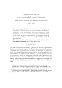 Exponentiable functors between quantaloid-enriched categories Maria Manuel Clementino∗, Dirk Hofmann† and Isar Stubbe‡ July 3, 2007§  Abstract. Exponentiable functors between quantaloid-enriched categories are