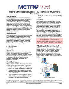 Metro Ethernet Services – A Technical Overview Ralph Santitoro