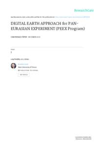 See	discussions,	stats,	and	author	profiles	for	this	publication	at:	http://www.researchgate.net/publicationDIGITAL	EARTH	APPROACH	for	PANEURASIAN	EXPERIMENT	(PEEX	Program) CONFERENCE	PAPER	·	DECEMBER	2015  
