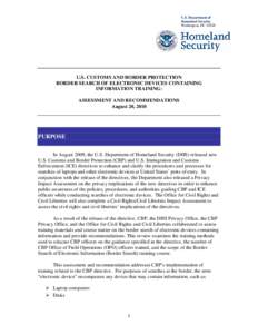 Report on CBP Training on Border Search of Electronic Devices