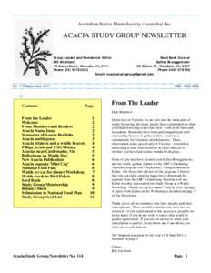 Australian Native Plants Society (Australia) Inc.  ACACIA STUDY GROUP NEWSLETTER Group Leader and Newsletter Editor Seed Bank Curator Bill Aitchison