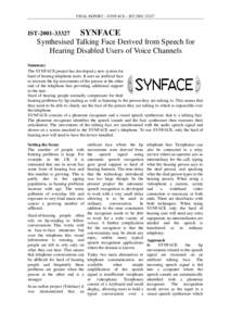 FINAL REPORT – SYNFACE – ISTISTSYNFACE