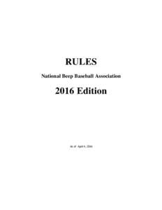 RULES National Beep Baseball Association 2016 Edition  As of April 4, 2016