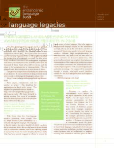 November 2008 volume 12 number 2 language legacies endangered language fund makes