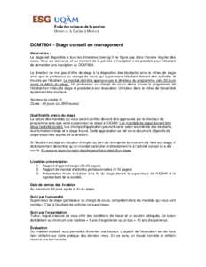 DCM7604 - Stage conseil en management