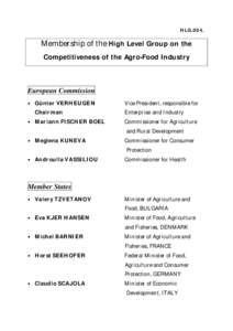 HLG[removed]Membership of the High Level Group on the Competitiveness of the Agro-Food Industry  European Commission