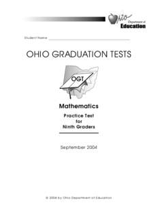 Student Name  OHIO GRADUATION TESTS Mathematics Practice Test