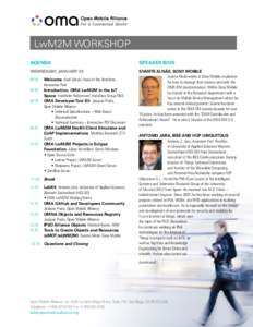 LwM2M Workshop Agenda Speaker Bios  Wednesday, January 28