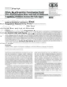 research-article2015 PSSXXX10.1177/0956797614567339Hartshorne, GermineWhen Does Cognitive Functioning Peak?