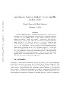 arXiv:1002.2996v2 [math.RT] 18 FebCasselman’s Basis of Iwahori vectors and the Bruhat Order Daniel Bump and Maki Nakasuji February 18, 2010