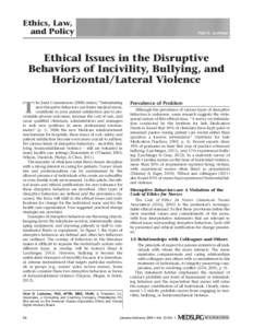 Ethics, Law, and Policy Vicki D. Lachman  Ethical Issues in the Disruptive