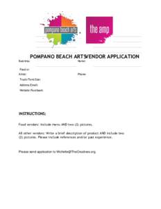 POMPANO BEACH ARTSVENDOR APPLICATION Business: Name:  Food or