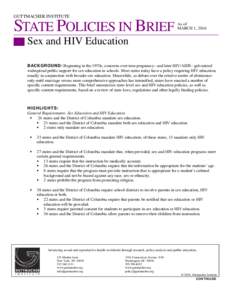 Sex and STD-HIV Education State Laws