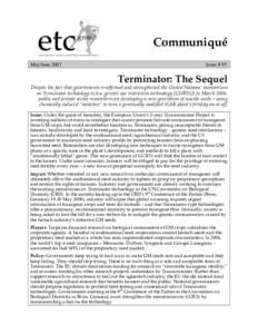 Communiqué May/June 2007 Issue # 95  Terminator: The Sequel