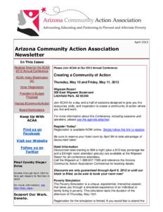 April[removed]Arizona Community Action Association Newsletter In This Issue Register Now for the ACAA