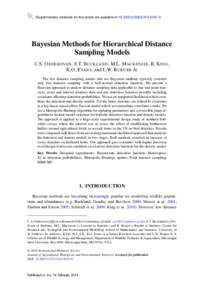 Supplementary materials for this article are available at[removed]s13253[removed]Bayesian Methods for Hierarchical Distance Sampling Models C.S. O EDEKOVEN, S.T. B UCKLAND, M.L. M ACKENZIE, R. K ING, K.O. E VANS, an