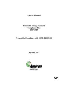 Ameren Missouri  Renewable Energy Standard Compliance Plan